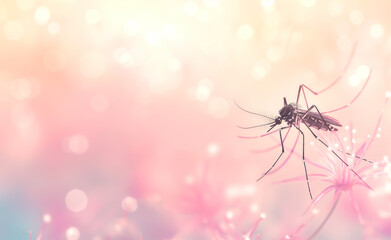 Close-up of a mosquito that is biting and brings with it dengue fever.	
