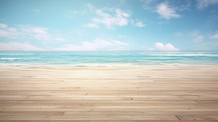 Serene beach landscape with wooden dock