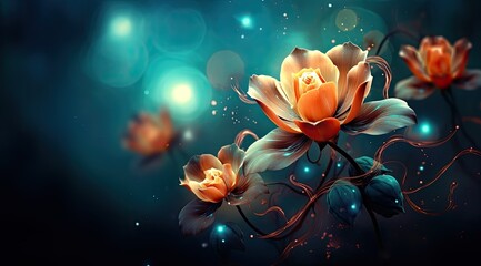 Vibrant fantasy flower with glowing lights
