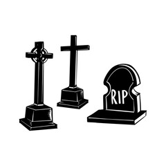 halloween icon logo simple art monochrome monokrom one tone element grave spooky creepy dark art illustration zombie