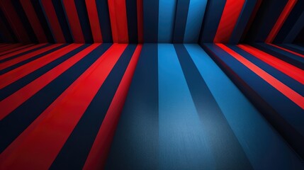 Craft an elegant presentation background with intersecting blue and red stripes. Discuss how the interplay of these stripes creates a sense of sophistication and balance