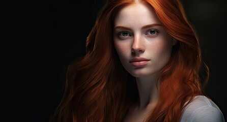Fototapeta premium Captivating redhead with striking blue eyes