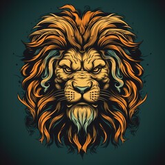 Fierce lion head illustration