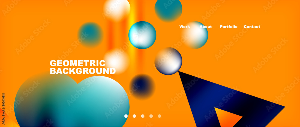 Poster an artistic geometric background featuring circles and triangles in vibrant tints and shades of oran
