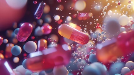 Create an immersive 3D scene portraying antibiotic cap