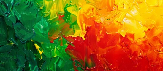 Vivid close-up painting featuring a multicolored rainbow background displaying a vibrant spectrum of colors