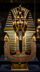 Ornate golden pharaoh statue with intricate details