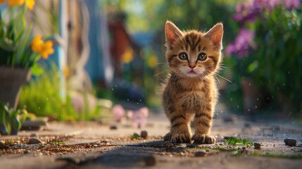cute baby kitten. cat in the background illustration