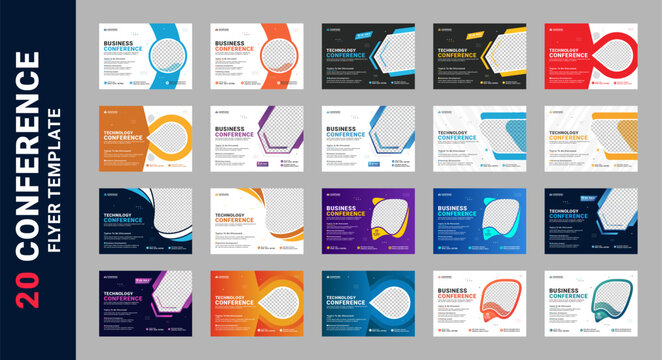 Abstract Business conference flyer template and Business webinar event invitation banner layout design and corporate business workshop, meeting & training promotion poster