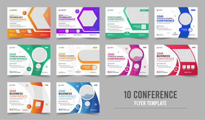 Corporate horizontal business conference flyer template or online webinar social media banner layout, live webinar event invitation banner design template