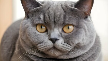 British Shorthair cat with its dense coat and round  chubby face