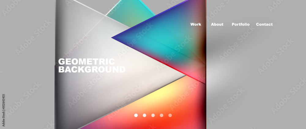 Aufkleber a geometric pattern featuring colorful triangles in tints and shades of electric blue on a gray back