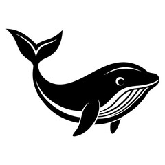Whale fish silhouette vector icon illustration