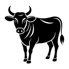 Cow head silhouette vector icon illustration line art