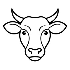 Cow head vector icon illustration line art