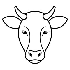 Cow head vector icon illustration line art