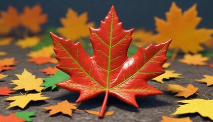 3d model Vibrant maple leaf with serrated edges au (2)