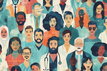 Digital illustration of healthcare diversity and inclusivity