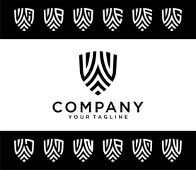 VV Shield Lettermark Logo Set.