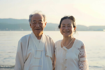 An Asian couple of elderly people