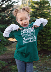 Child wearing all I want for christmas is climate change