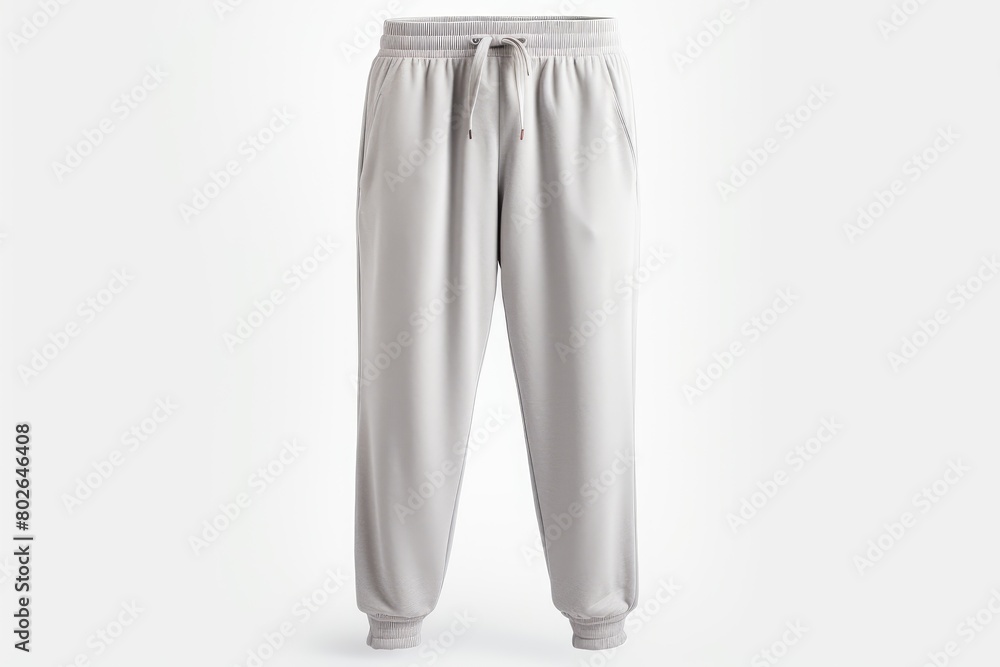 Wall mural light grey sweatpants for mockup on white background