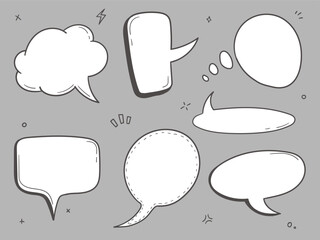 Hand drawn comic speech bubble. doodle vector bubble chat