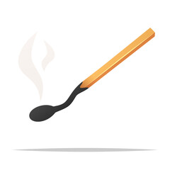 Used burnt match stick vector isolated illustration