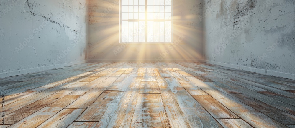 Poster the image showcases a close-up view of a room highlighting a window and a polished wooden floor surf