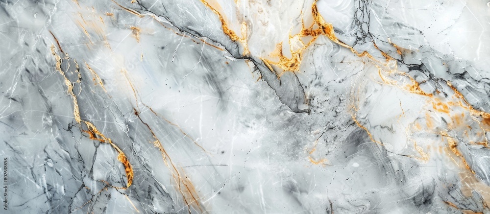 Poster smooth surface of marble with intricate veining patterns and a luxurious golden line running along t
