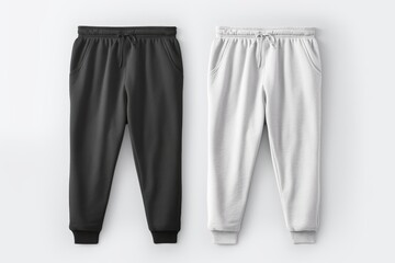 white and black sweatpants for mockup. plain white background