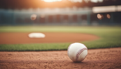A baseball on a baseball field