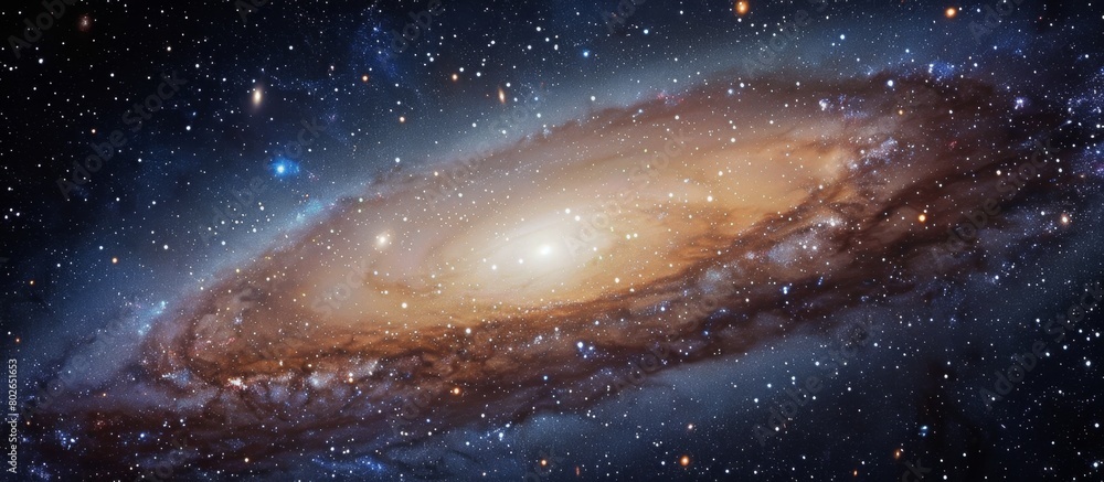 Poster close-up view of a spiral galaxy displaying a bright disk at its center