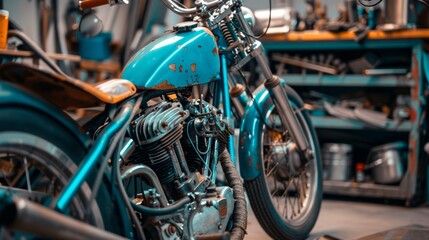 Fototapeta premium The skilled craftsmen pay close attention to even the smallest details ensuring that every custom bike is flawlessly built to match the owners specifications.