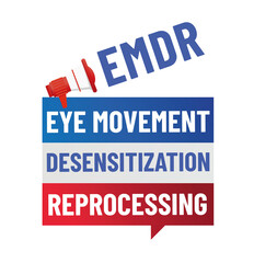 EMDR. - Eye Movement Desensitization and Reprocessing  therapy concept. A psychotherapy treatment for people who had traumatic experiences