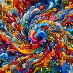Fototapeta premium Jubilant Jigsaw abstract colorful shapes fitting together like puzzle background