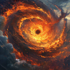 Fiery Black Hole Swirling in Space

