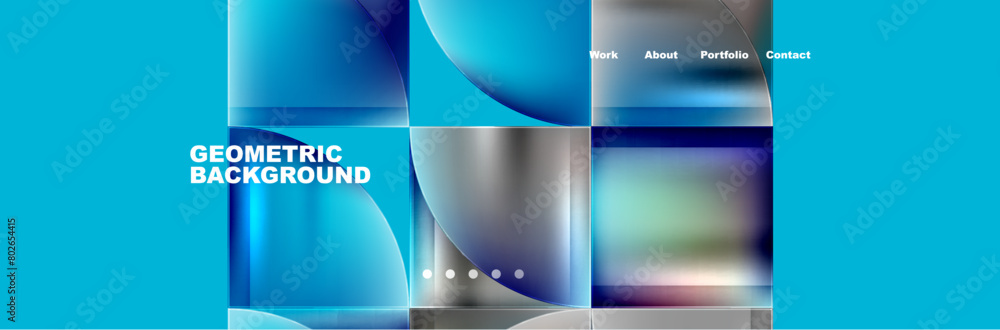 Aufkleber A fluid azure background with squares and circles, resembling water. Material property is liquid, creating a unique automotive lighting effect. Shapes include rectangles and circles