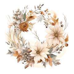 Beautiful vector image with nice watercolor hand drawn autumn wreath