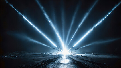 Road to otherworldly light piercing the dark abyss