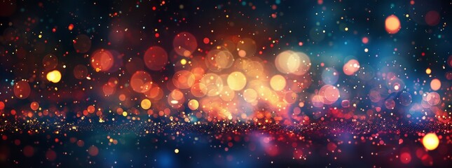 Abstract blurred background with bokeh lights and glitter