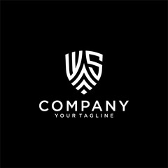 WS shield letter logo design template.