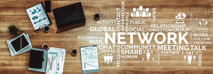 Human Resources Recruitment and People Networking Concept. Modern graphic interface showing...