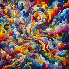 Jubilant Jigsaw abstract colorful shapes fitting together like puzzle background