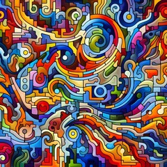 Jubilant Jigsaw abstract colorful shapes fitting together like puzzle background