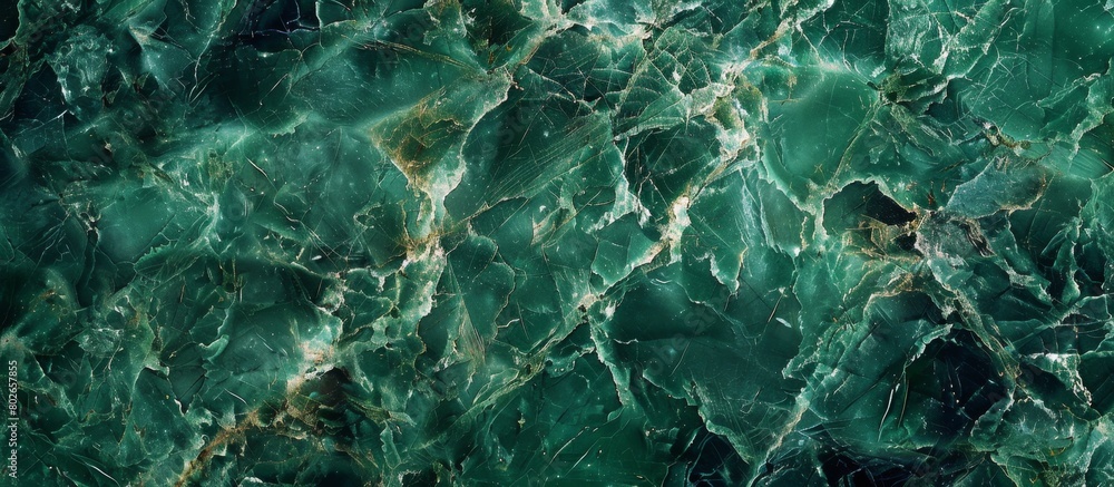 Poster green marble with intricate patterns displayed in a close-up shot against a dark black background