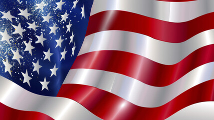 American flag closeup shiny texture