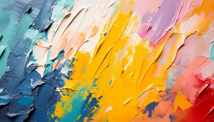 Painterly texture abstract background using bold bright brushstrokes with a contrasting color palette.