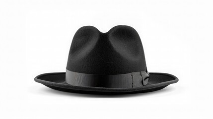 Front view of black hat isolated on white background.