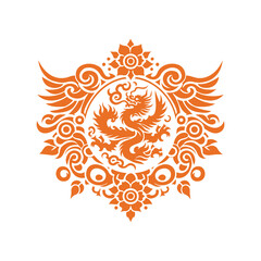 Orange and White Illustrationo of Chinese Dragon Ornament